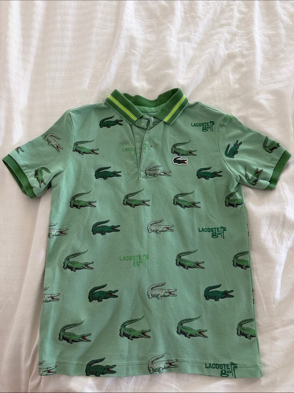 Boy Lacoste Kids' Mint Green Allover Crocodile Polo